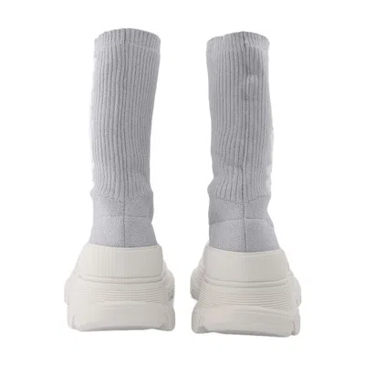 Alexander Mcqueen Tread Slick Sneakers In Silver And White Fabric In Multi