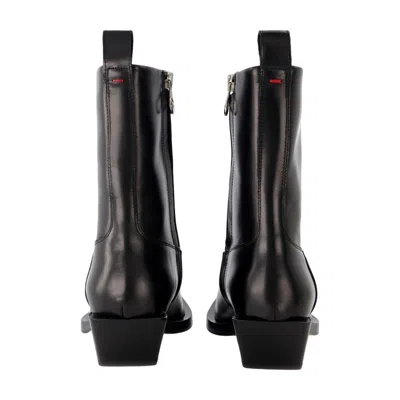 Aeyde Luis 35 Mm Square Toe Block In Leather Heel Ankle Boot In Black