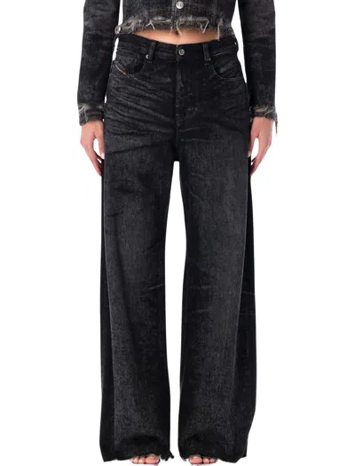 Diesel Jeans Dalla Gamba Ampia In Denim Nero  Donna In Black