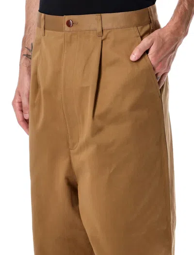 Junya Watanabe Pleated Front Chino Trousers And Pockets In Sand