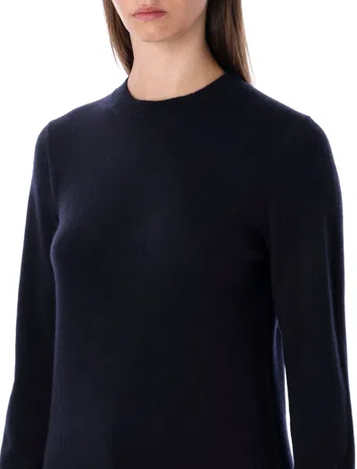 Rhea Navy Blue Wool Cashmere Crewneck Sweater In Blue