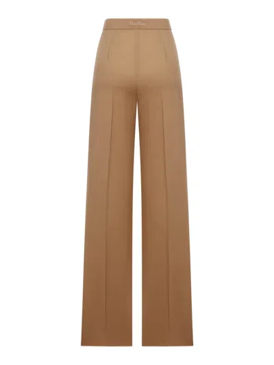 Max Mara Straight-leg Trousers In Light Wool In Brown