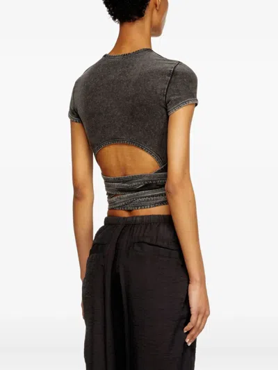 Diesel Black Denim Effect T-bunny-tail-r1 T-shirt In Black