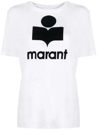 Isabel Marant Étoile Isabel Marant Etoile Zewel T Shirt With Flocked Logo In Bianco