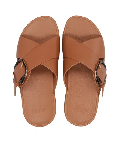 Fitflop Sandals Leather Brown In Blue