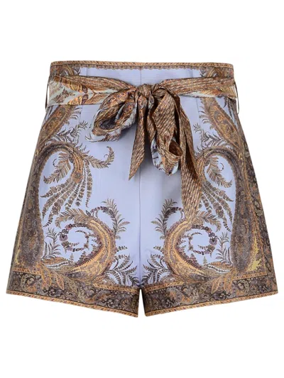 Zimmermann Printed Silk Blend Hypnotic Shorts In Blue