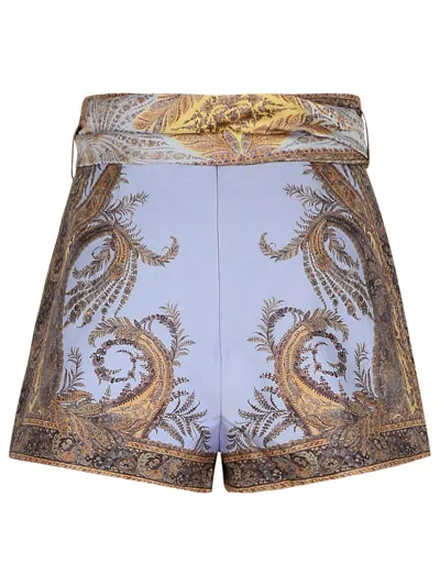 Zimmermann Printed Silk Blend Hypnotic Shorts In Blue
