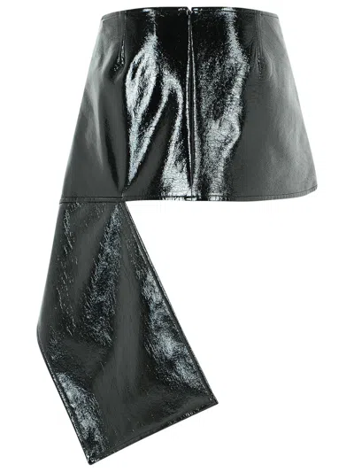 Courrèges Side-drape Vinyl Mini Skirt In Black