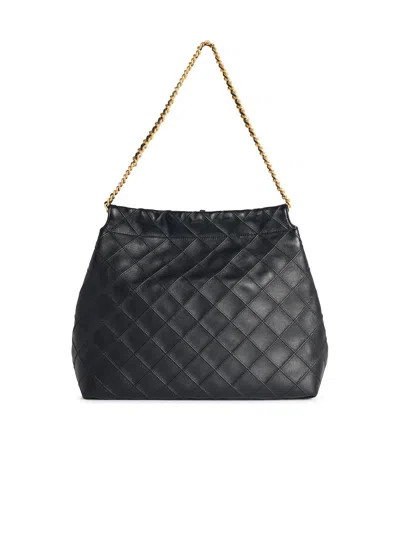 Tory Burch 'fleming Hobo' Black Lear Bag In Black