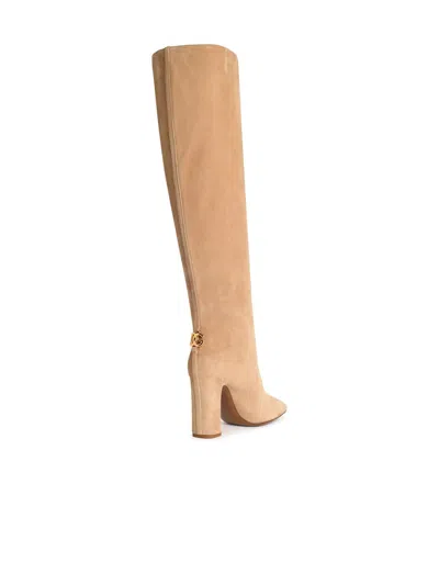 Dolce & Gabbana Beige Suede Boots In Nude