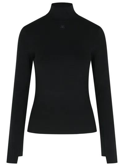 Courrèges Courreges Turtleneck Sweater In Black Viscose Blend In Black