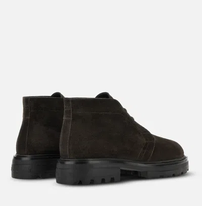 Hogan Brown Suede Ankle Boots In Brown