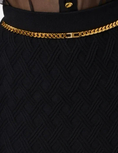 Elisabetta Franchi Diamond Patterned Knitted Skirt In Black