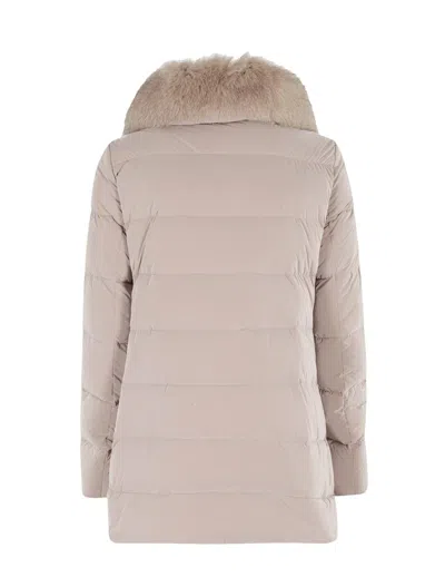 Moorer Dorado Fur Os Quilted Hazelnut Down Jacket In Brown