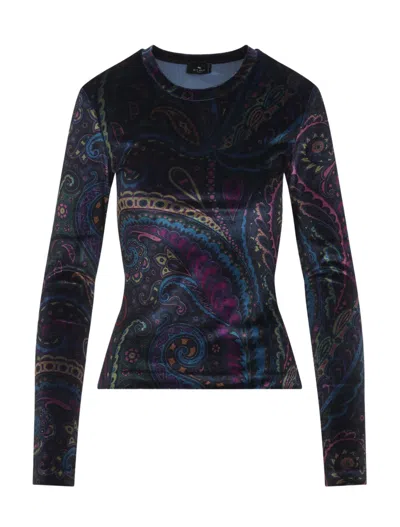 Etro Chenille Sweater In Blue