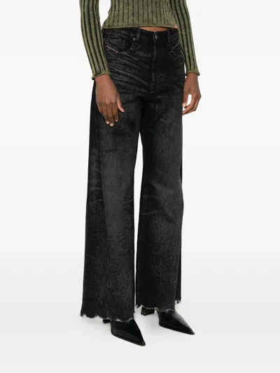 Diesel Classic Straight-leg Jeans With Mid-rise Waist In Black