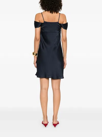Theory Camisole Mini Dress In Crushed Satin In Blue