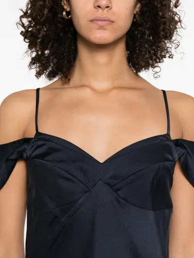 Theory Camisole Mini Dress In Crushed Satin In Blue