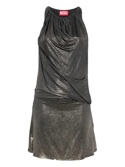 Diesel Short Dress With Metallic Effect In Gray