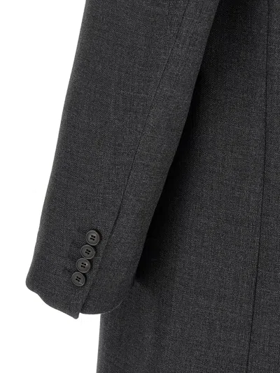 Dries Van Noten Double-breasted Wool Coat With Structured Silhouette In Gray