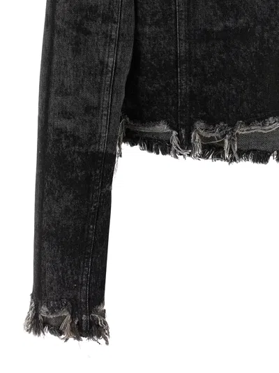 Diesel Grey Jacket With Round Neck And Frayed Edges In Cotton Blend Woman In Black