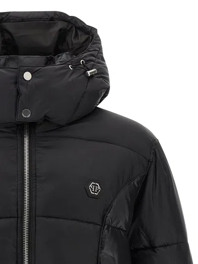 Philipp Plein Logo Patch Down Jacket In Black