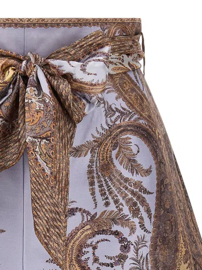 Zimmermann Printed Silk Blend Hypnotic Shorts In Brown