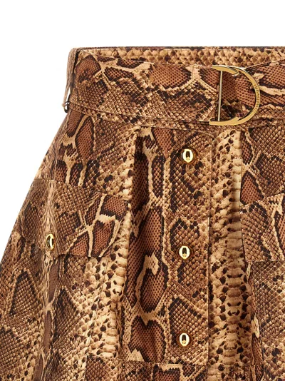 Zimmermann 'hypnotic Utility Mini' Skirt In Brown