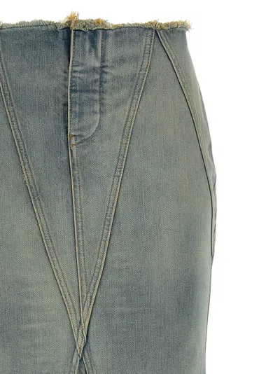 Off-white High Waist Skirt Featuring Panel Detailing In Blue