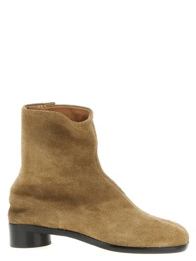 Maison Margiela Beige Suede Tabi Ankle Boots In Neutral