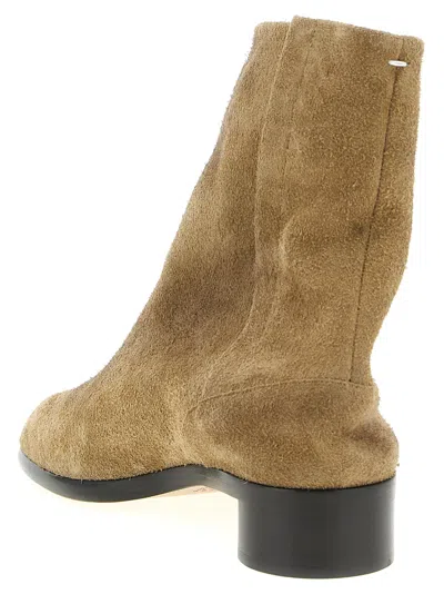 Maison Margiela Beige Suede Tabi Ankle Boots In Neutral