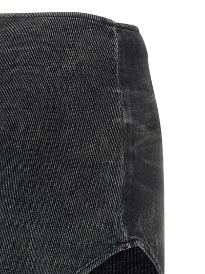 Diesel Denim Mini Skirt With Oval D Logo In Black