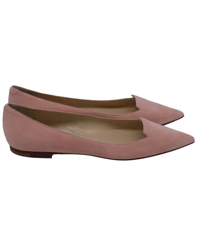 Jimmy Choo Pointed Ballet Flats In Pink Suede In Pink