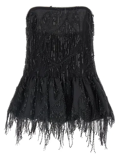 Rotate Birger Christensen Sequins Bubble Top In Black