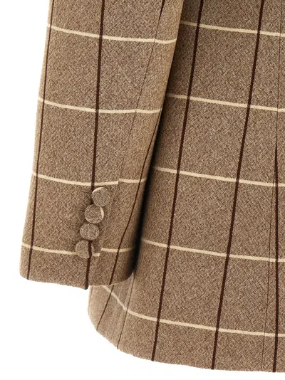 Valentino Checked Double-breasted Virgin Wool Blazer In Sand