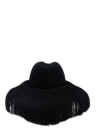 Comme Des Garçons Hizume Collaboration Wide Brim Hat In Black