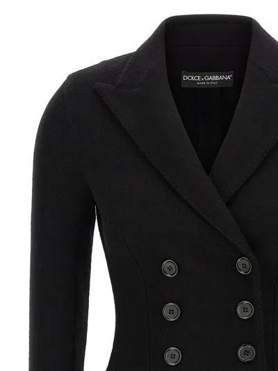 Dolce & Gabbana Black Double-breasted Wool Cloth Jacket In Black