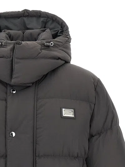 Dolce & Gabbana Grey Polyamide Polyurethane Giubbotto Jacket In Gray