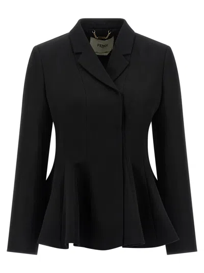 Fendi Fitted Peplum Jacket Tailored Design In Black