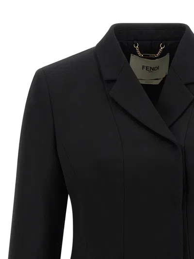 Fendi Fitted Peplum Jacket Tailored Design In Black