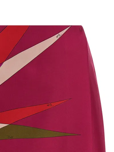 Pucci Wrap-effect Printed Silk-twill Mini Skirt In Pink