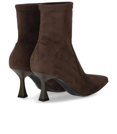 Sergio Levantesi Janet Dark Brown Heeled Ankle Boot In Brown