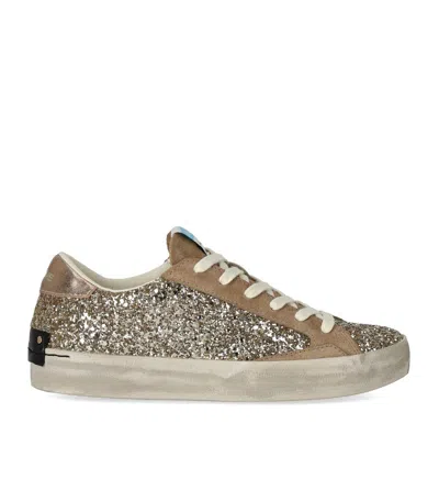 Crime London Distressed Glitter Gold Sneaker In Gold