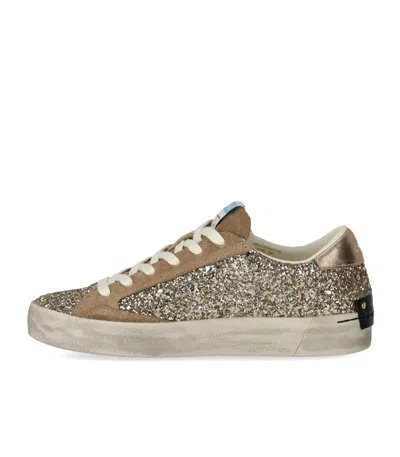 Crime London Distressed Glitter Gold Sneaker In Gold