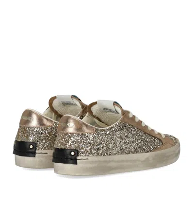 Crime London Distressed Glitter Gold Sneaker In Gold