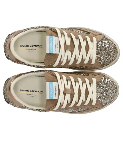 Crime London Distressed Glitter Gold Sneaker In Gold
