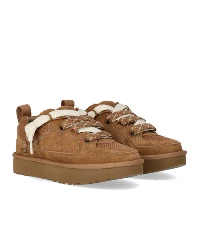 Ugg Suede And Mesh Sneakers With Trekking Laces In Brown