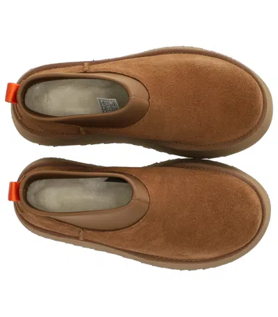 Ugg Classic Ultramini Beige Ankle Boots With Platform In Leather Woman In Brown