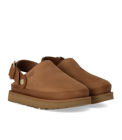 Ugg 25mm W Goldenstar Villa Suede Mules In Brown