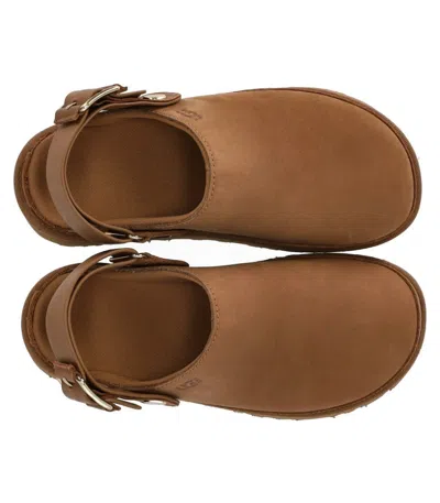 Ugg 25mm W Goldenstar Villa Suede Mules In Brown
